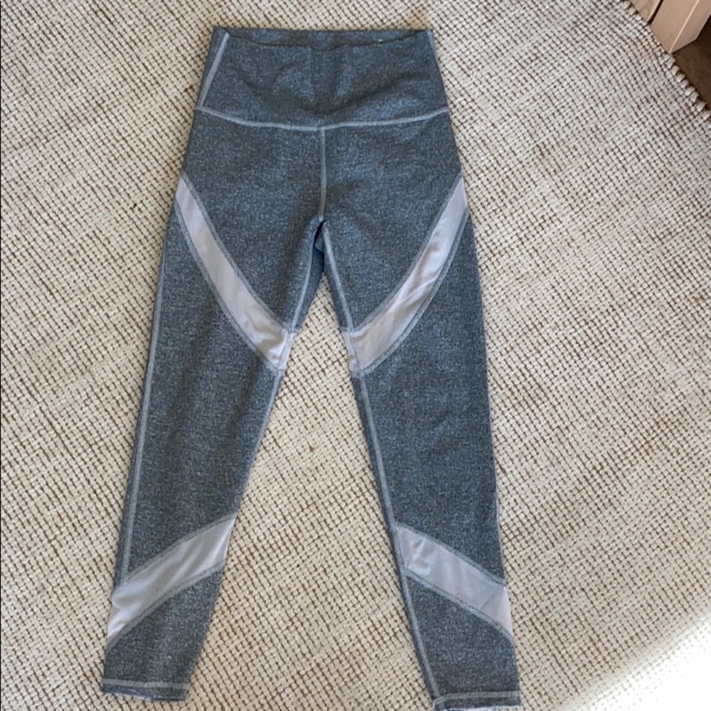 Aerie Gray Leggings with Sheer Panels